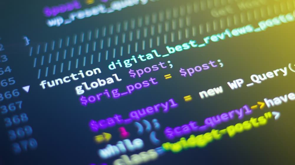 Code displayed on a screen