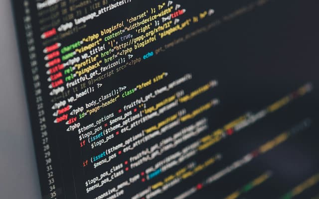 Program source code displayed on a dark screen