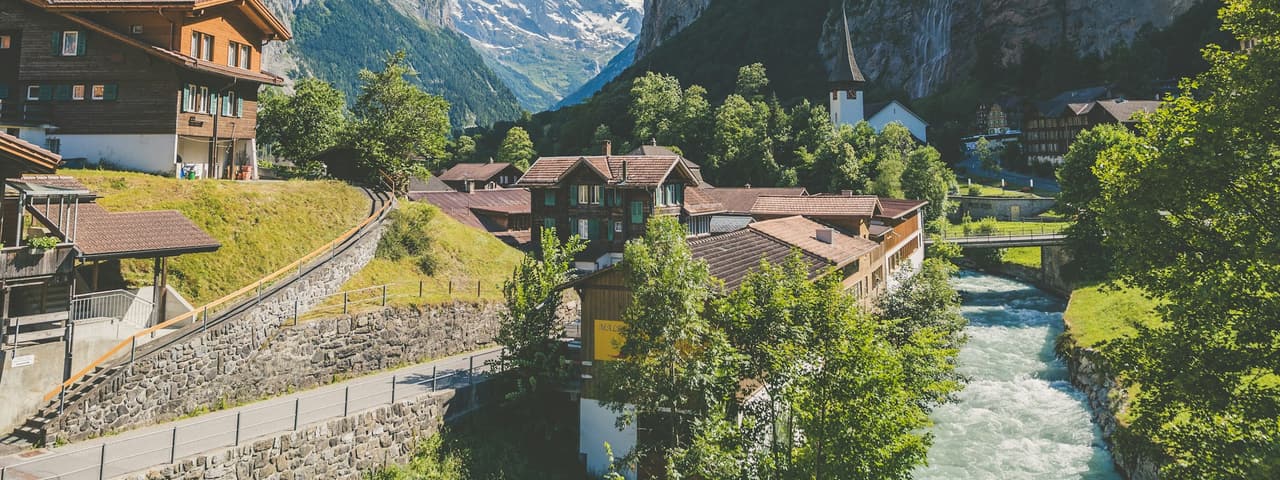 A Swiss alpine valley — Proton VPN operates under Swiss privacy law